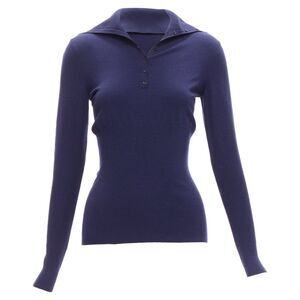 Alaia wool blend button turtleneck sweater top